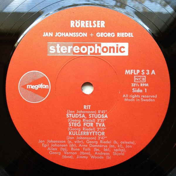 Jan Johansson / Georg Riedel ~ Rörelser (Vinyl) - Djungel & Jazz