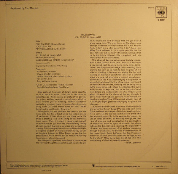 Miles Davis ~ Filles De Kilimanjaro (Vinyl) - Djungel & Jazz