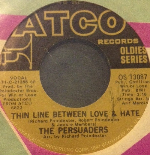The Persuaders ~ Thin Line Between Love And Hate (Vinyl) - Djungel & Jazz