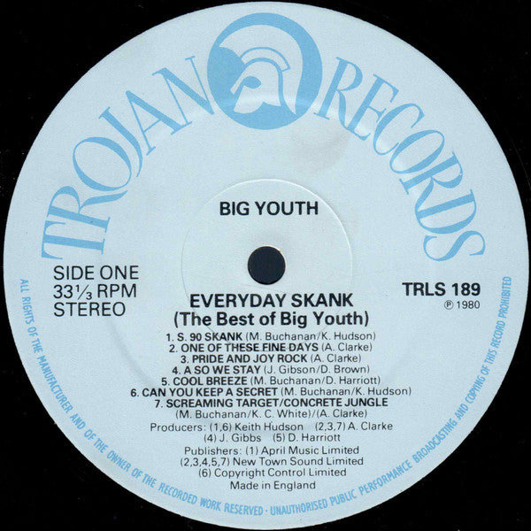 Big Youth : Everyday Skank (Best Of Big Youth) (LP, Comp)