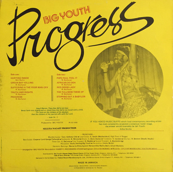Big Youth : Progress (LP, Album)