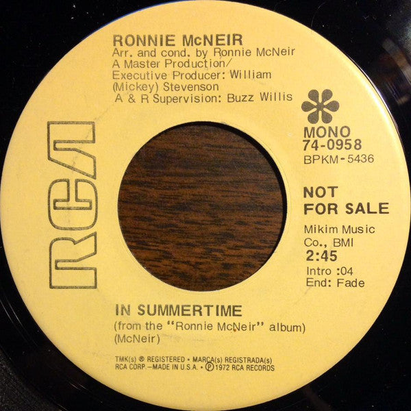 Ronnie McNeir : In Summertime (7", Mono, Promo)