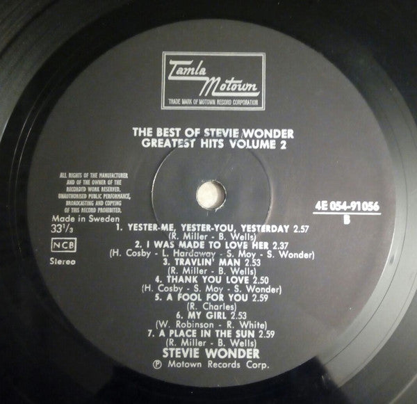 Stevie Wonder ~ The Best Of Stevie Wonder - Greatest Hits Volume 2 (Vinyl) - Djungel & Jazz