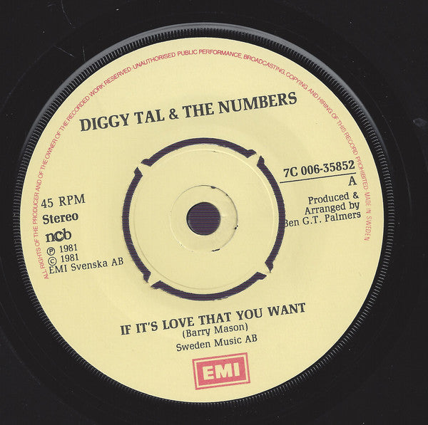 Diggy Tal & The Numbers : If It's Love That You Want (7")