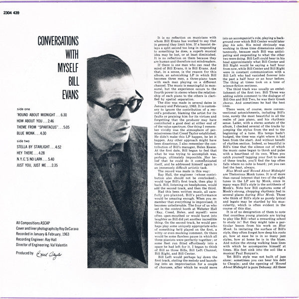 Bill Evans ~ Conversations With Myself (Vinyl) - Djungel & Jazz