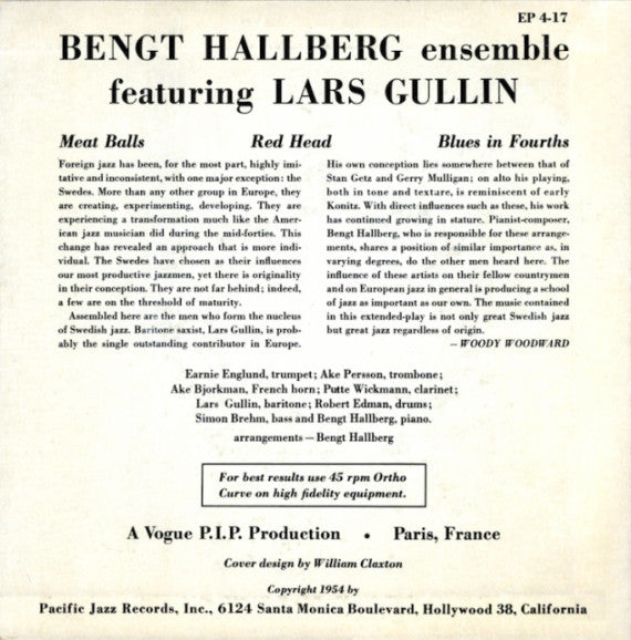 Bengt Hallberg ~ Bengt Hallberg Ensemble Featuring Lars Gullin (Vinyl) - Djungel & Jazz