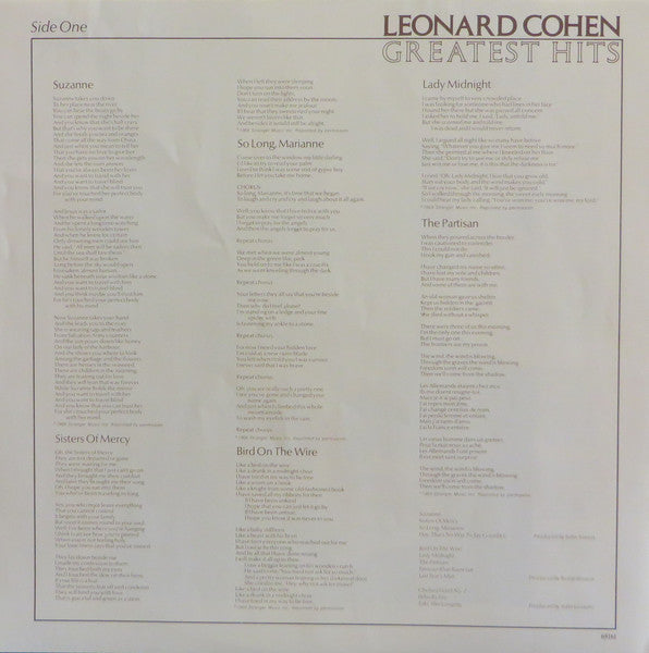 Leonard Cohen ~ Greatest Hits (Vinyl) - Djungel & Jazz