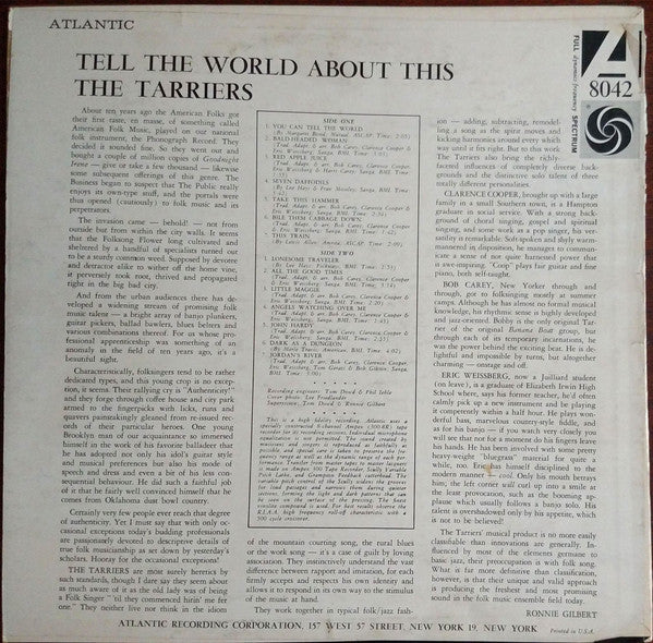 The Tarriers ~ Tell The World About This (Vinyl) - Djungel & Jazz