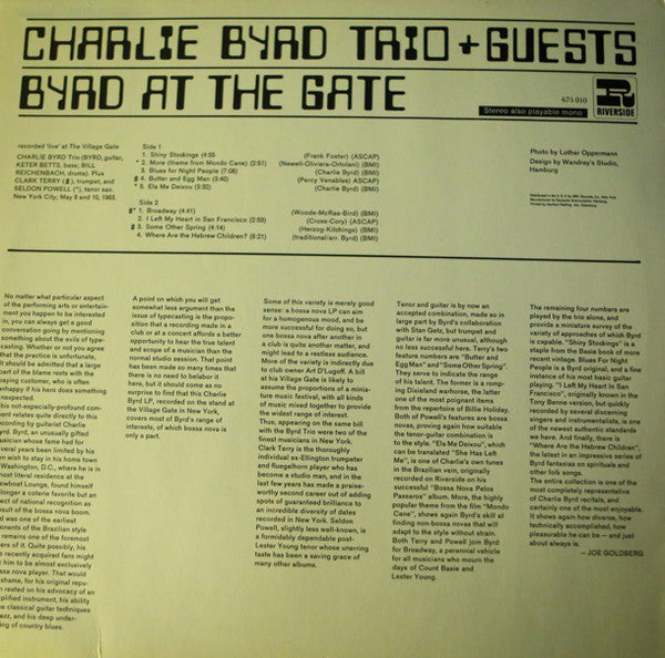 Charlie Byrd Trio + Guests ~ Byrd At The Gate (Vinyl) - Djungel & Jazz