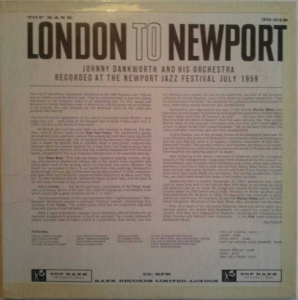 Johnny Dankworth & His Orchestra* : London To Newport (LP, Album)