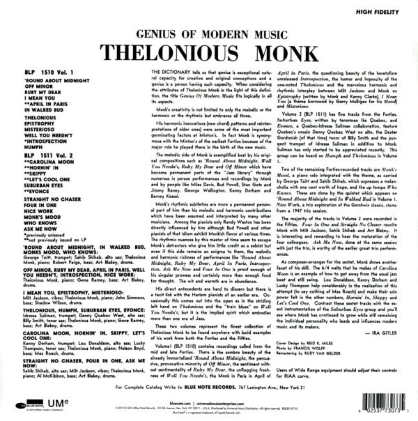 Thelonious Monk ~ Genius Of Modern Music Volume One (Vinyl) - Djungel & Jazz