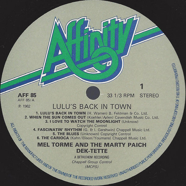 Mel Tormé And The Marty Paich Dek-Tette ~ Lulu's Back In Town (Vinyl) - Djungel & Jazz