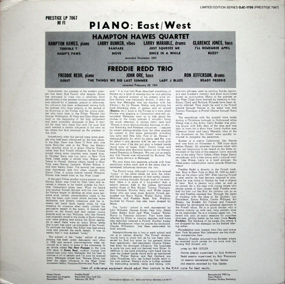 Freddie Redd / Hamp Hawes ~ Piano: East/West (Vinyl) - Djungel & Jazz