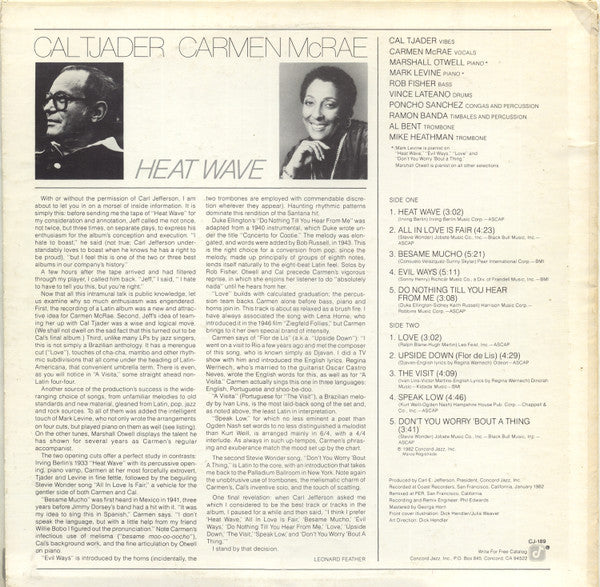 Cal Tjader ▪ Carmen McRae ~ Heat Wave (Vinyl) - Djungel & Jazz