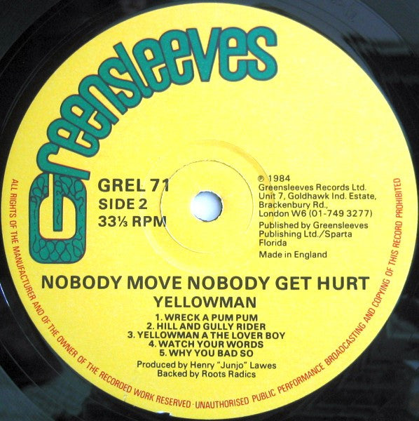 Yellowman : Nobody Move Nobody Get Hurt (LP, Album)