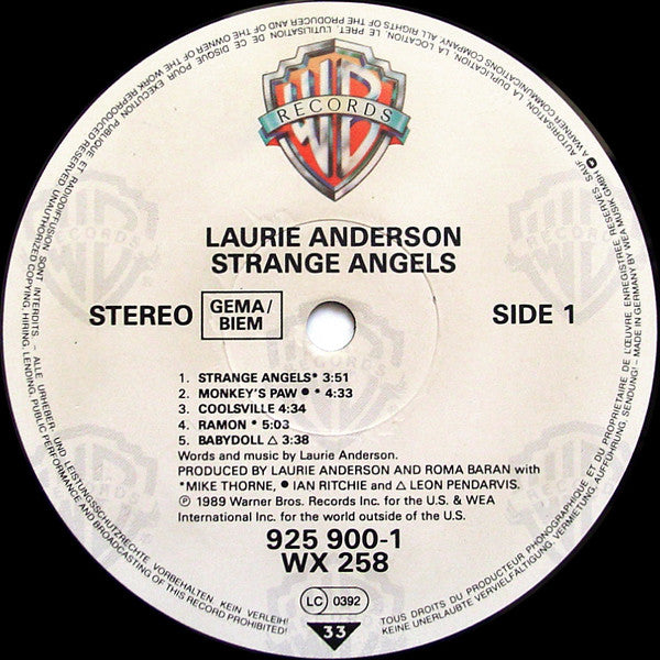 Laurie Anderson ~ Strange Angels (Vinyl) - Djungel & Jazz