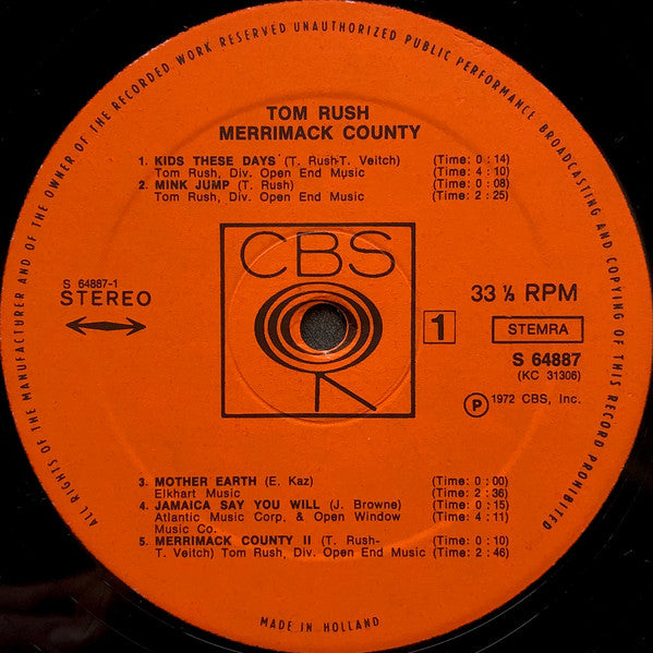 Tom Rush ~ Merrimack County (Vinyl) - Djungel & Jazz