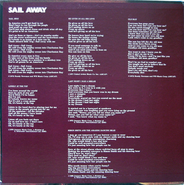 Randy Newman ~ Sail Away (Vinyl) - Djungel & Jazz