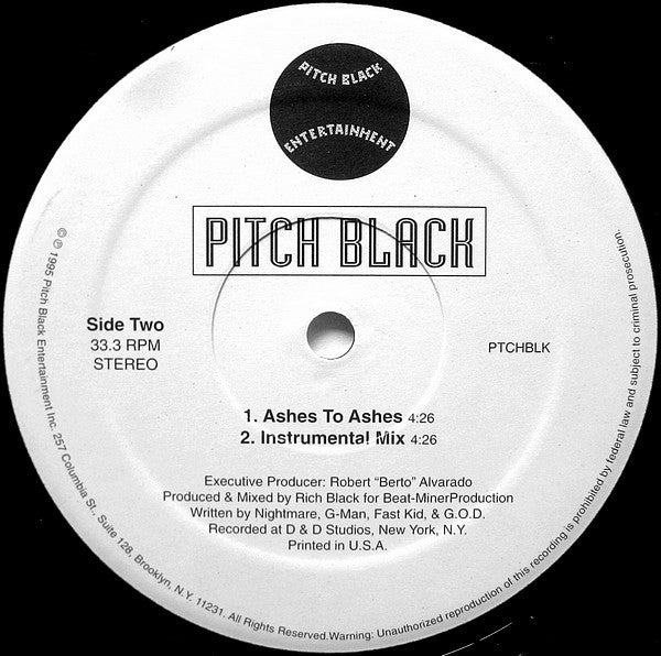 Pitch Black  ~ Hold Me Down / Ashes To Ashes (Vinyl) - Djungel & Jazz