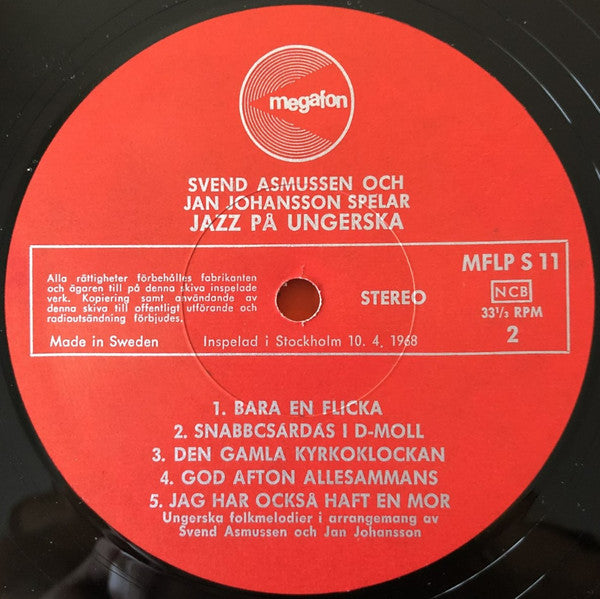 Svend Asmussen, Jan Johansson ~ Svend Asmussen Och Jan Johansson Spelar Jazz På Ungerska (Vinyl) - Djungel & Jazz
