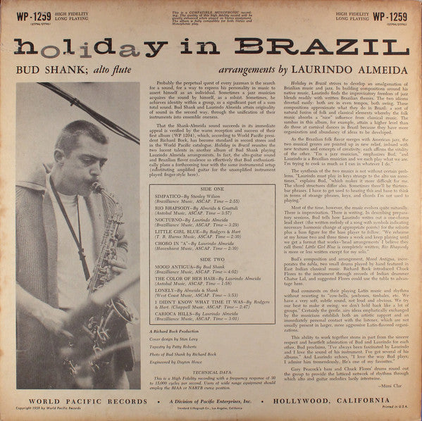 Bud Shank ~ Holiday In Brazil (Vinyl) - Djungel & Jazz