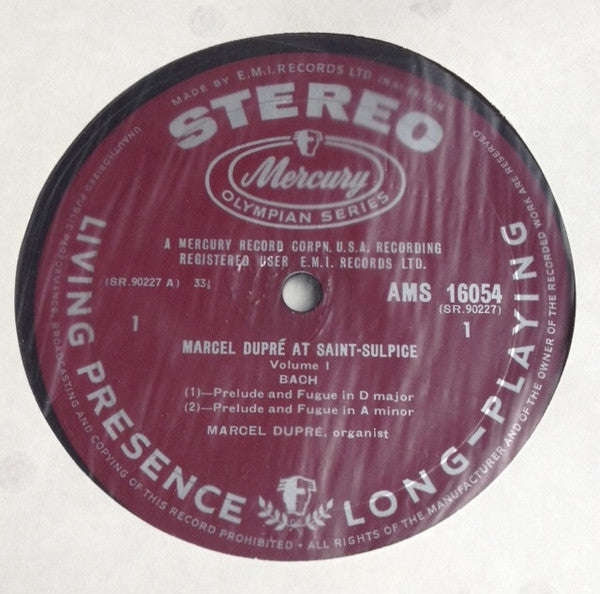 Johann Sebastian Bach, Marcel Dupré ~ Marcel Dupré At Saint-Sulpice Volume 1 (Vinyl) - Djungel & Jazz