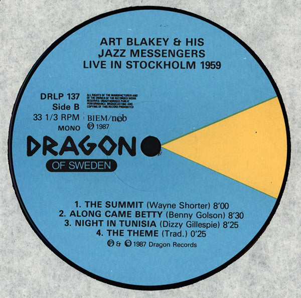 Art Blakey & The Jazz Messengers ~ Live In Stockholm 1959 (Vinyl) - Djungel & Jazz