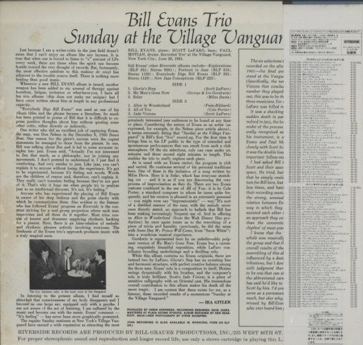 The Bill Evans Trio Featuring Scott LaFaro : Sunday At The Village Vanguard (LP, Album, RE)