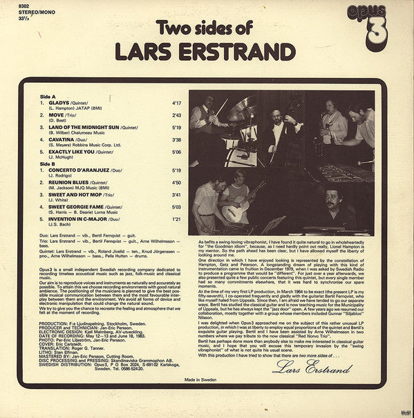 Lars Erstrand ~ Two Sides Of Lars Erstrand (Vinyl) - Djungel & Jazz