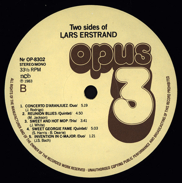 Lars Erstrand ~ Two Sides Of Lars Erstrand (Vinyl) - Djungel & Jazz