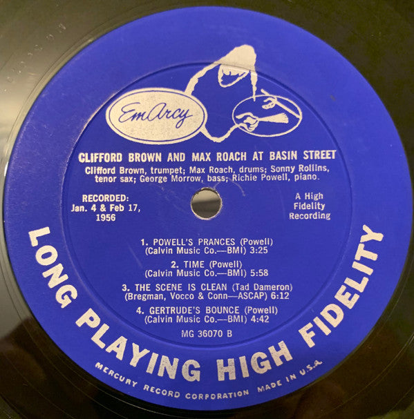 Clifford Brown And Max Roach : At Basin Street (LP, Album, Mono, Hig)