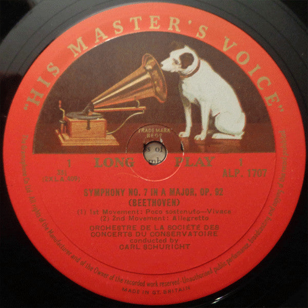 Ludwig van Beethoven - Carl Schuricht, Orchestre De La Société Des Concerts Du Conservatoire ~ Symphony No. 7 In A Major (Vinyl) - Djungel & Jazz
