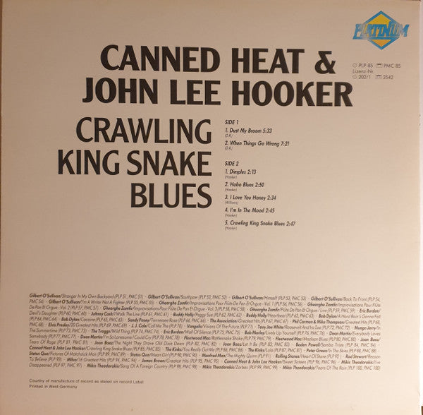 Canned Heat, John Lee Hooker : Crawling King Snake Blues (LP, Album, Comp)