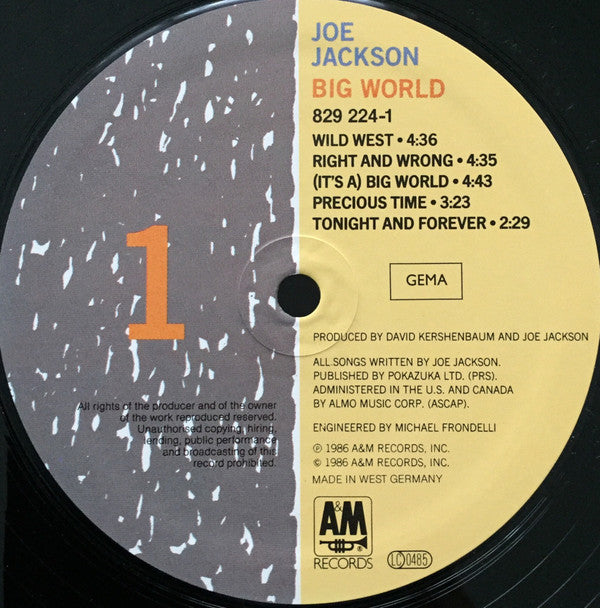 Joe Jackson ~ Big World (Vinyl) - Djungel & Jazz