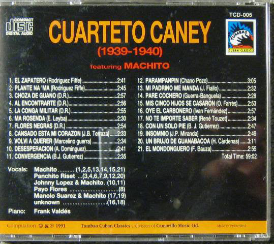 Cuarteto Caney Featuring Machito ~ Cuarteto Caney (1939-1940) (Vinyl) - Djungel & Jazz