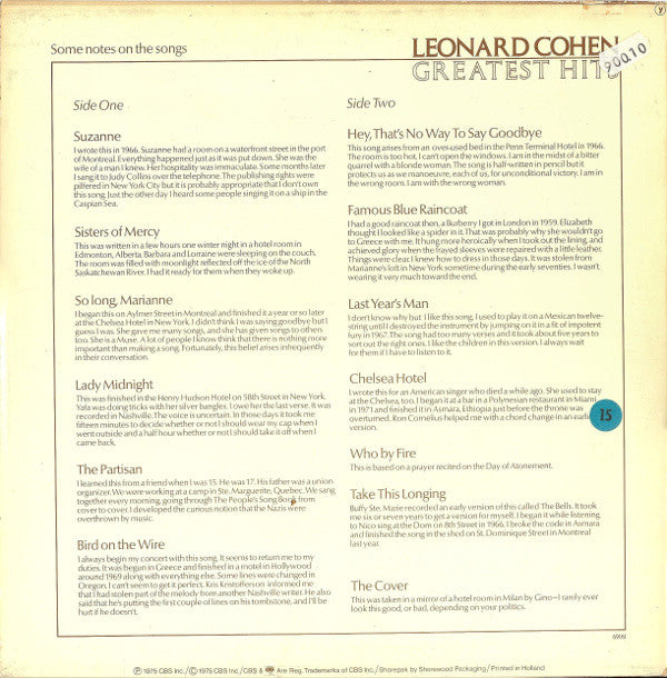 Leonard Cohen ~ Greatest Hits (Vinyl) - Djungel & Jazz