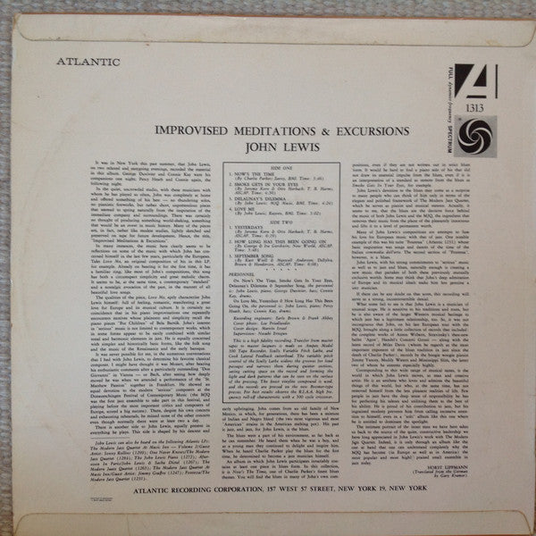 John Lewis ~ Improvised Meditations & Excursions (Vinyl) - Djungel & Jazz