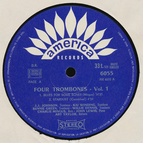 Four Trombones - J.J. Johnson, Kai Winding, Bennie Green, Willie Dennis, Charlie Mingus, John Lewis ~ Four Trombones Vol. 1 (Vinyl) - Djungel & Jazz