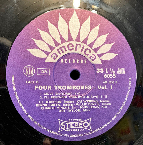 Four Trombones - J.J. Johnson, Kai Winding, Bennie Green, Willie Dennis, Charlie Mingus, John Lewis ~ Four Trombones Vol. 1 (Vinyl) - Djungel & Jazz