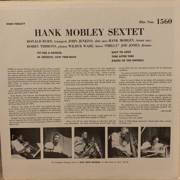 Hank Mobley Sextet ~ Hank (Vinyl) - Djungel & Jazz