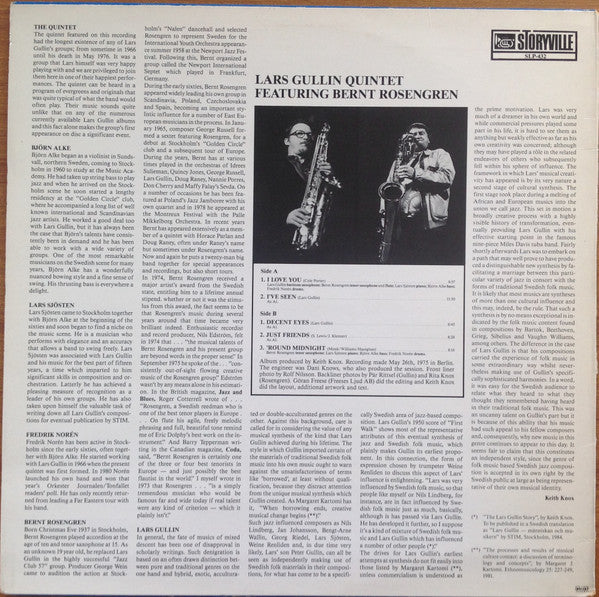 Lars Gullin Quintet Featuring Bernt Rosengren ~ In Concert (Vinyl) - Djungel & Jazz