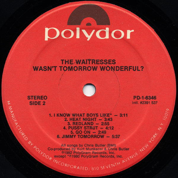 The Waitresses ~ Wasn't Tomorrow Wonderful? (Vinyl) - Djungel & Jazz