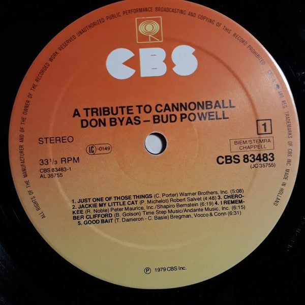 Don Byas / Bud Powell : A Tribute To Cannonball (LP, Album)