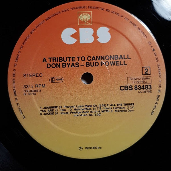 Don Byas / Bud Powell : A Tribute To Cannonball (LP, Album)