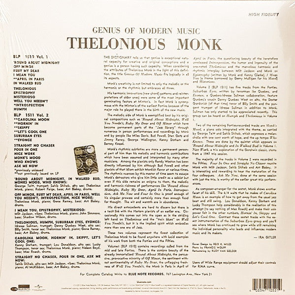 Thelonious Monk ~ Genius Of Modern Music Volume Two (Vinyl) - Djungel & Jazz