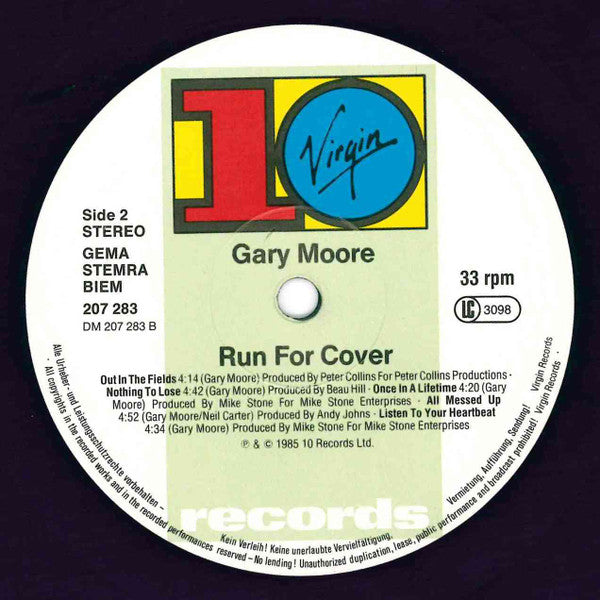 Gary Moore : Run For Cover (LP, Album, RE)