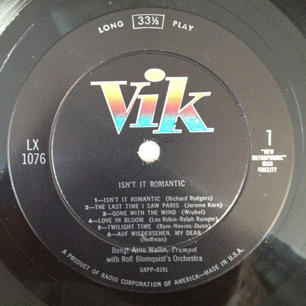 Bengt-Arne Wallin With Rolf Blomquist's Orchestra ~ Isn't It Romantic (Vinyl) - Djungel & Jazz