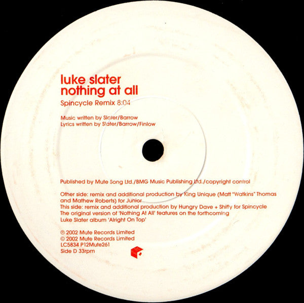 Luke Slater ~ Nothing At All (Vinyl) - Djungel & Jazz