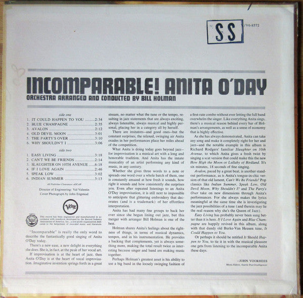 Anita O'Day ~ Incomparable! (Vinyl) - Djungel & Jazz