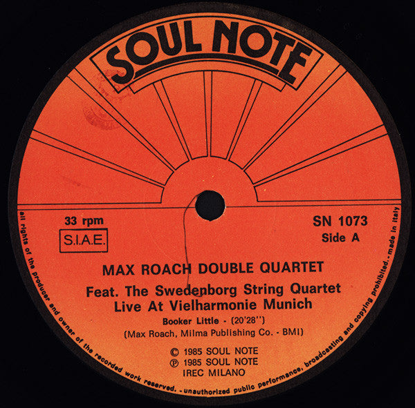 Max Roach Double Quartet Feat. The Swedenborg String Quartet ~ Live At Vielharmonie Munich (Vinyl) - Djungel & Jazz